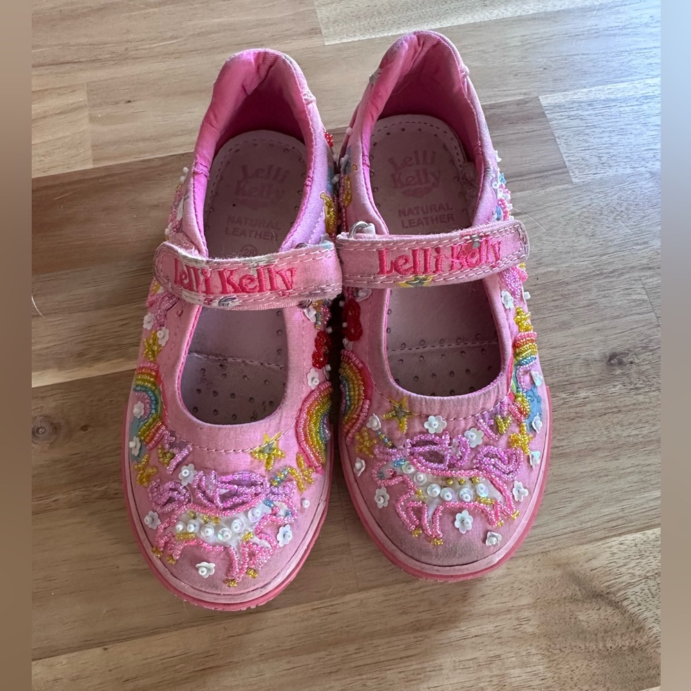 Lelli Kelly Pink Fantasy Unicorn Dolly Shoes. Size 28.